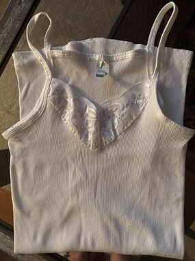 White Women's Lace-Trim Ribbed Camisole